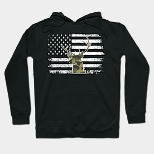 Camo Camouflage Deer American Flag Hoodie